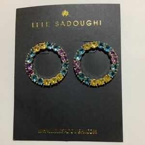 Lele Sadoughi Circulo Crystal Round Earrings New